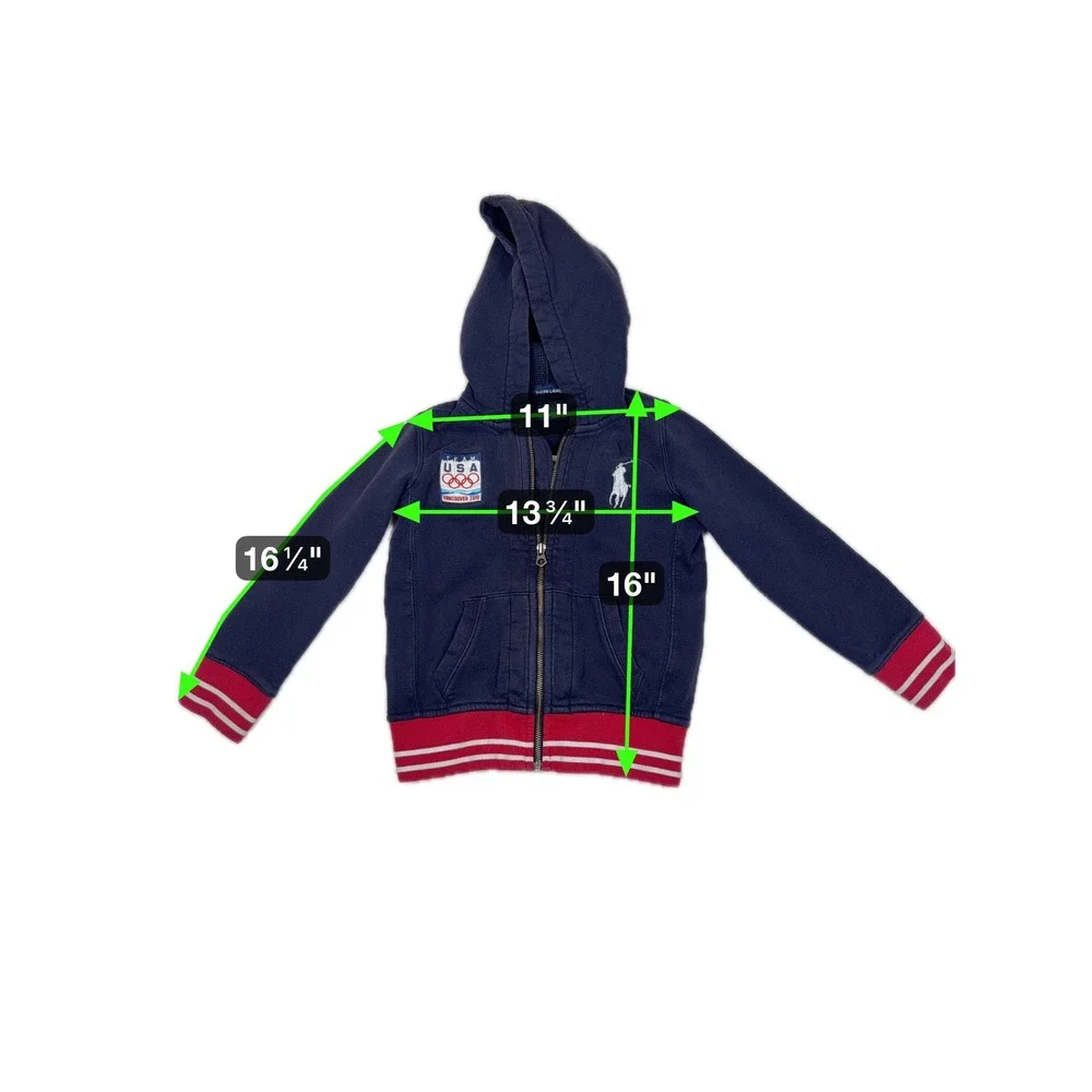Ralph Lauren Team USA Olympic Vancouver 2010 Full‎ Zip Hoodie Kids 6 Sportswear